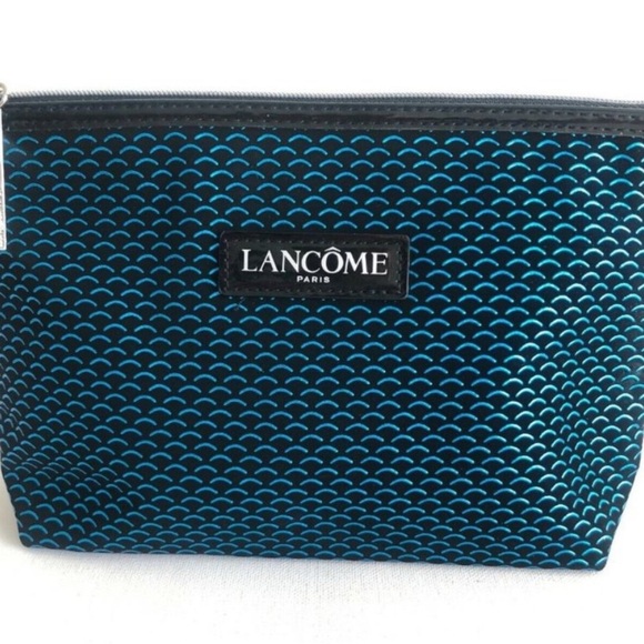 Lancôme Signature Black with Blue Cosmetic Makeup Tavel Clutch Bag New - Picture 2 of 9